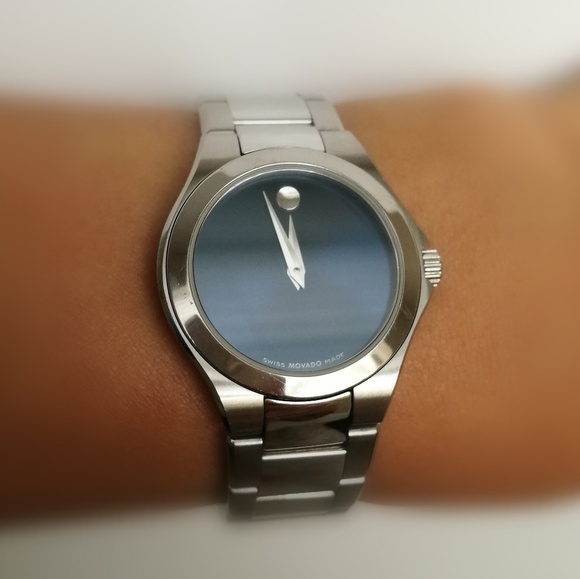 Movado Stainless Steel Blue Faced Watch - Picture 4 of 4